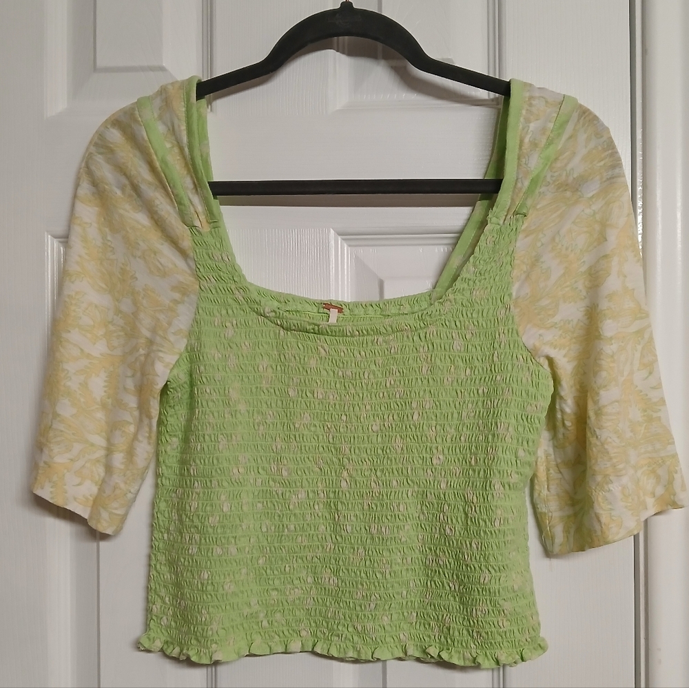 🖤FREE PEOPLE Lime Blouse - Size L